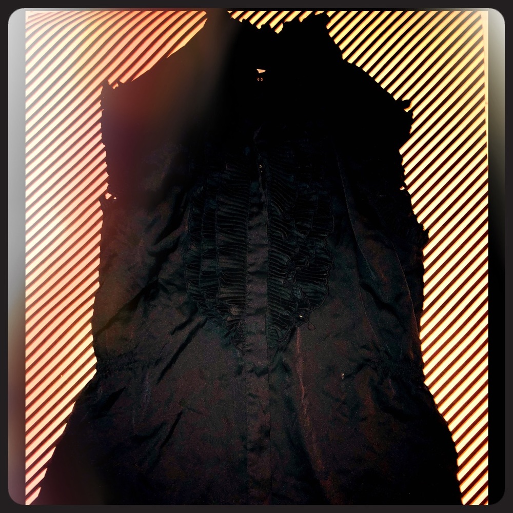 Black Silk Blouse with ruffles